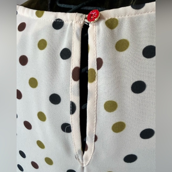 Ted Baker flouncy sleeveless polka dot print blouse - size 4 (medium) - Picture 3 of 5